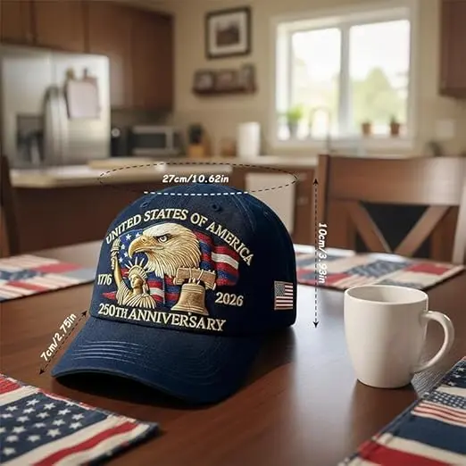 Commemorative Baseball Cap - Men's 250th Anniversary United States of America (1776-2026) - All-Season Comfort for 4th of July, Hand Washable or Dry Clean - Ideal Gift for History Buffs & American Pride