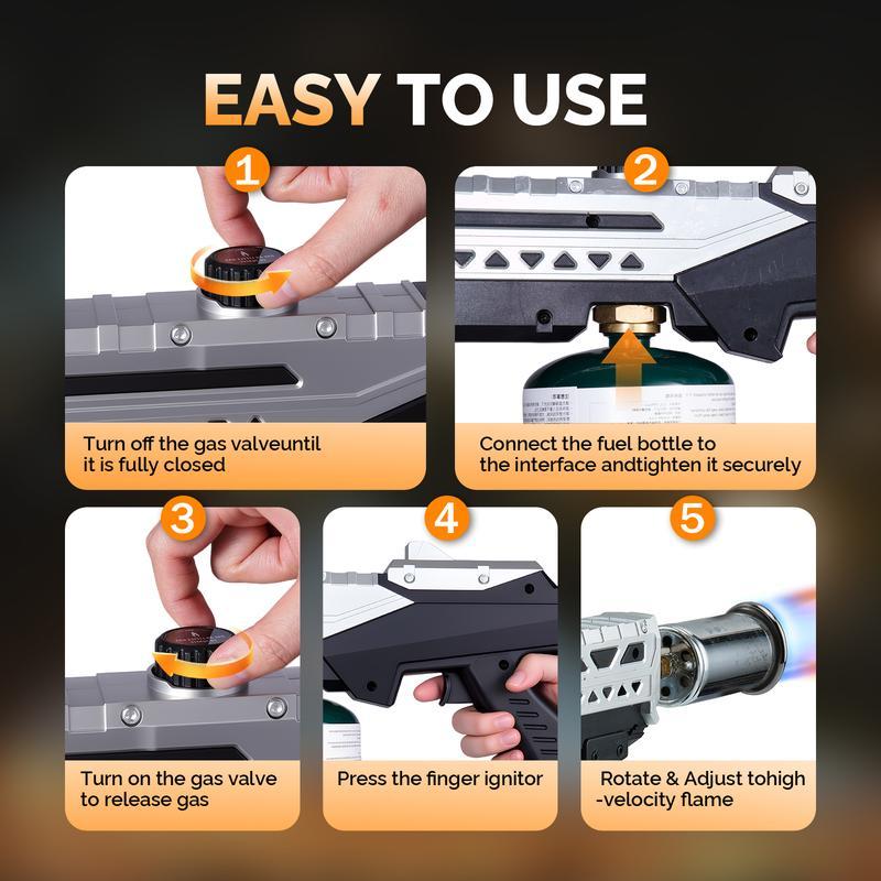 Powerful Propane Torch (Propane Canister NotIncluded), Kitchen Torch, Adjustable Torch Suitable forLow-Temperature Sous Vide Steak, BBQ, Fireplaces, Charcoal lgnition, an Excellent Gift for Christmas and NewYear