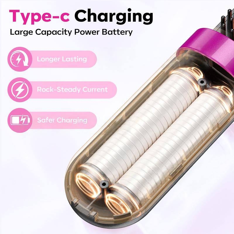 Minwoch Portable Hair Straightening Comb Negative Ion Wireless Three-level Temperature Adjustment Anti-scald Design