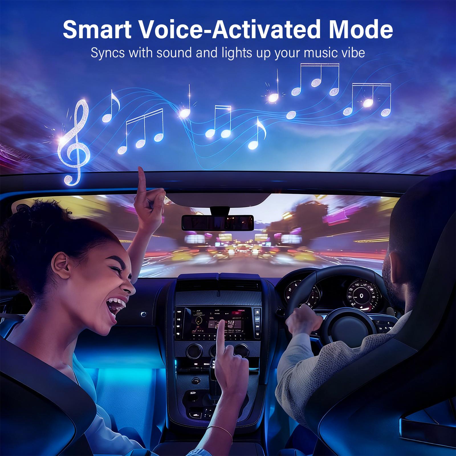 Car Foot Atmosphere Light Car LED Lights, Smart Car Interior Lights with App Control, RGB Lights with DIY Mode and Music Mode, 2 Lines Design LED Lights for Cars with Car Charger, 12V Car Accessories Carconversion