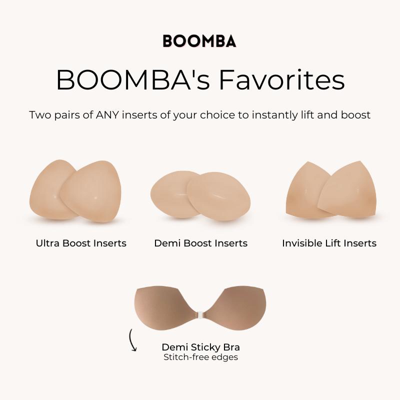 BOOMBA Favorite Bundle - Patented Sticky Fashion Bra Inserts - Pack of 3