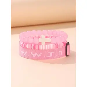 Veliora S Wwjd Beaded Bracelet With Cross Charm, Exquisite Jewelry For Birthday Gift, Stackable Bracelets