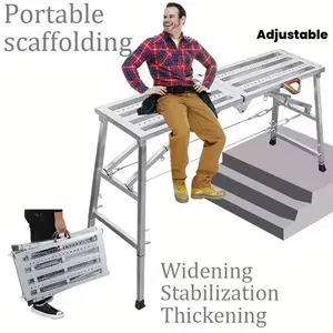 Adjustable Folding Scaffold Platform - Portable Steel Work Bench Step Stool, 1300 lb Capacity for Painting, Car Washing, RV Cleaning & Home Renovation