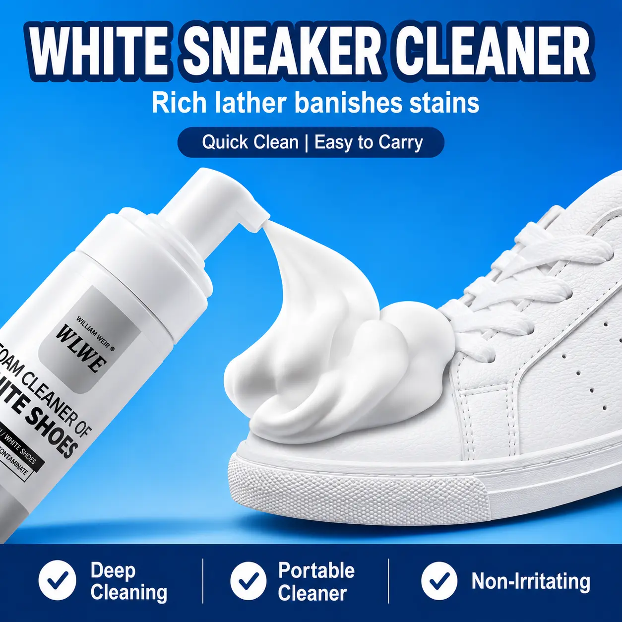 【Shoe Cleaning Kit】 No-Rinse, Portable, Sneaker Cleaner, Foam Cleaner, White Sneaker Cleaner, Shoe Care Products, Clean My Shoes, Refresh My Shoes, Affordable Shoe Care, Includes Brush and Towel Footwear sohochic
