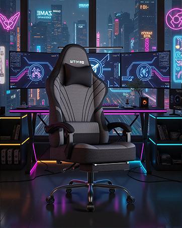 Gaming Chair, Big and Tall Gaming Chairs for Adults with Footrest and Lumbar Support, Comfortable Ergonomic Fabric Computer Chair 400 lbs, 360° Swivel, Height Adjustable Video Gamer Chair