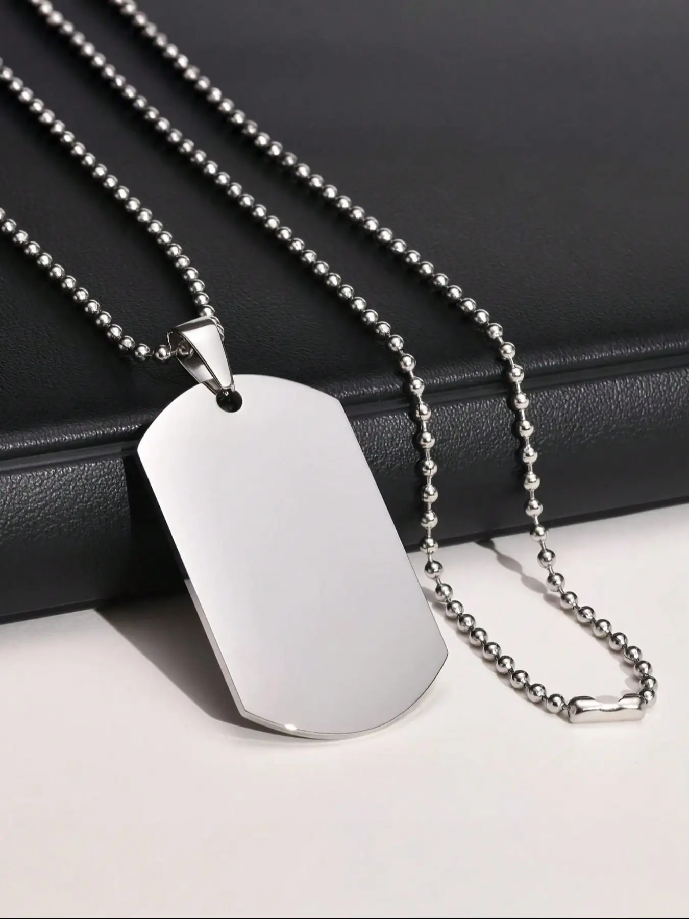 Men's Titanium Steel Army Badge Chain Necklace, Color-Resistant Hip-Hop Pendant, Versatile Streetwear Accessory, Daily Wear, Trendy Style, Casual Style Necklaces