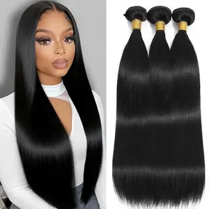 ALI LOVE Brazilian Straight Human Hair Bundles Body Wave Bundles Quick Weave with 2x6 4x4 Closure Brazilian Virgin Straight Hair 3 Bundles Sew in