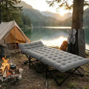 Camping Folding Bed with Mattress, Heavy-Duty Portable Folding Bed — Supports up to 560lbs, ideal for outdoor camping,travel and similar scenarios.