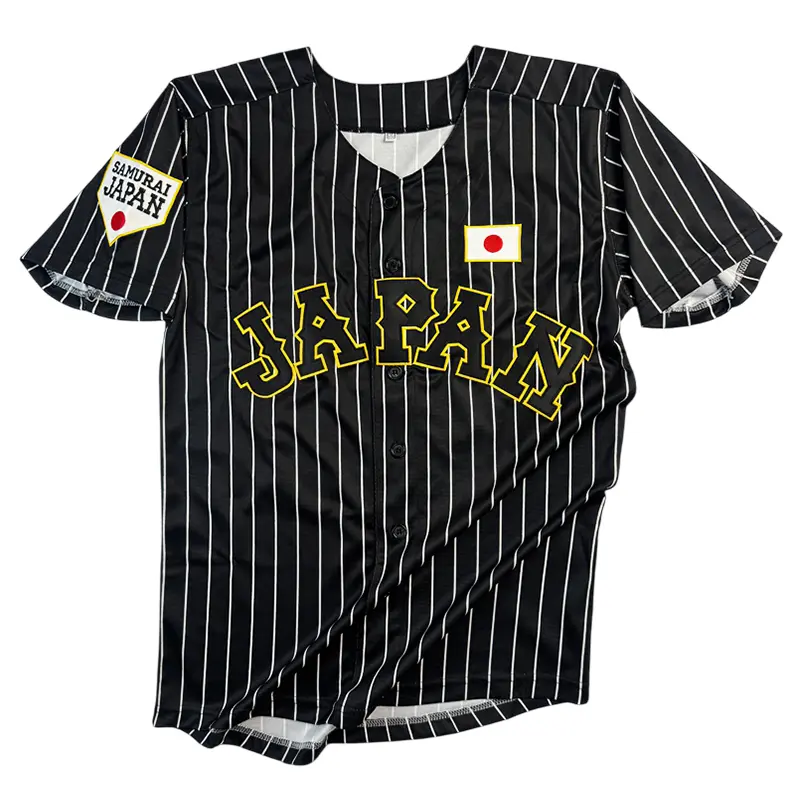 xinkailin Men's Retro Pinstriped Baseball Jersey - Embroidered #16 Ohtani Japan Button-Down Sports Top, Polyester Clothes, Big & Tall American Sizes Short-Sleeve Male Athletic Shirt with Logos