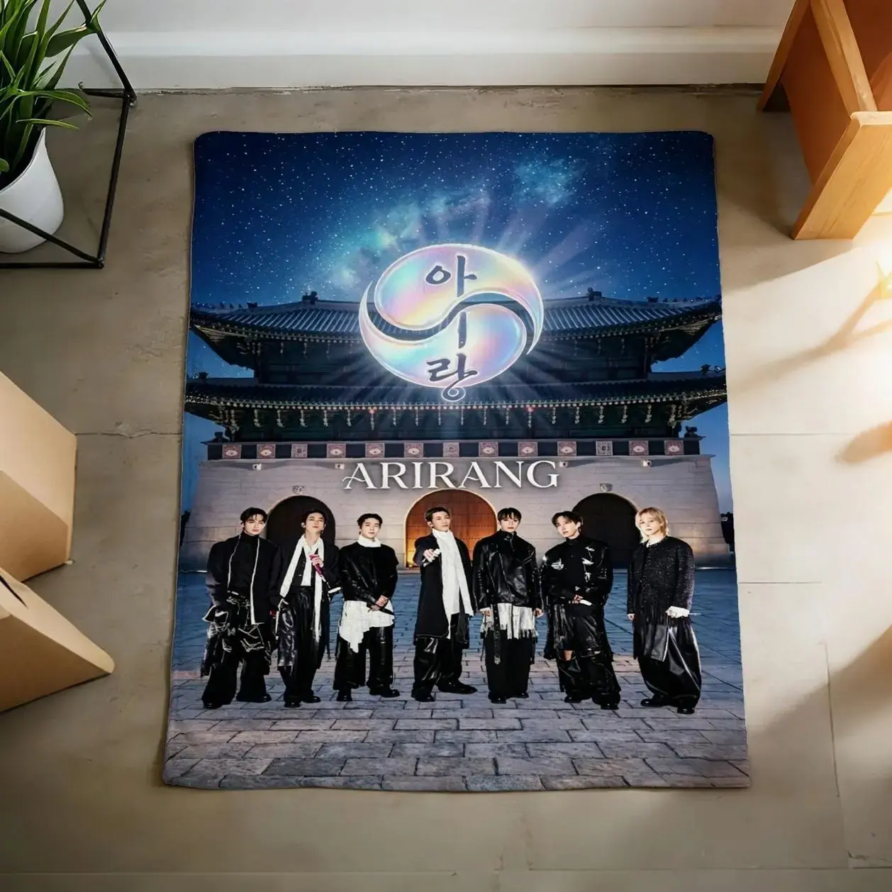 Korean-Style Music Themed Graphic Print Blanket - Soft Throw for Arirang & New Album WouldTour Fans, Decorative Printed Blanket, Graphic Print Blankets, Korean-Style Blankets