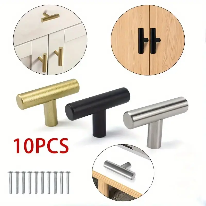 Modern Rectangular Cabinet Knobs and Pulls Set, Cabinets Handles, Hardware, 50mm Single Hole Door Handles Interior with Screws, Durable Metal Finish, Easy Installation