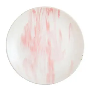 Pink Marble Ceramic Plate, 8 Inches (Set of 4)
