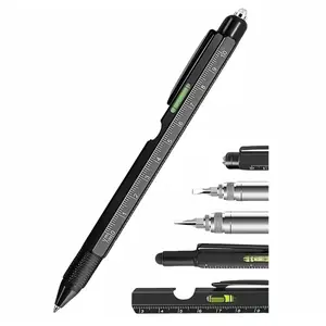 9 in 1 Multitool Pen, Gifts for Men Him, Cool Gadgets Tactical Pen Unique Multi Tool with LED, Stylus, Level, Screwdriver, Gifts Unique Birthday Multi Tool Pen for Men Dad Husband Who Have Everything, Cool Gadgets Pocket Multi Tool (Black)