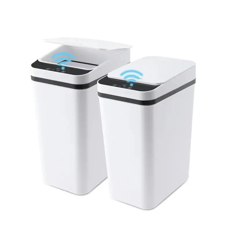 2.2 Gal ABS Touchless Open Automatic Motion Sensor Trash Can - Slim, Waterproof, Space Saving, Easy to Install Smart Electric Lid Bin with Odor Control, Removable Bucket for Kitchen, Bathrooms Home Supplies Accessory