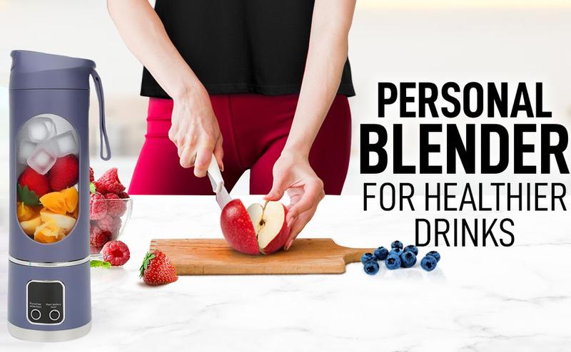 Portable personal electric USB blender, 500ML portable juicer milkshake and smoothie blender, small mixer, compact, convenient, multi-functional (purple)