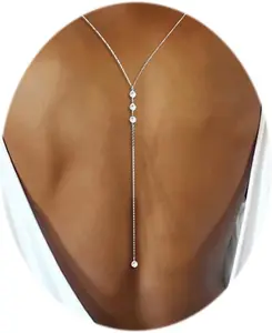 Rhinestone Back Chain Necklace Bridal Wedding Backdrop Body Jewelry for Women Summer Body Chain Necklace Shoulder Back Chain MayFee