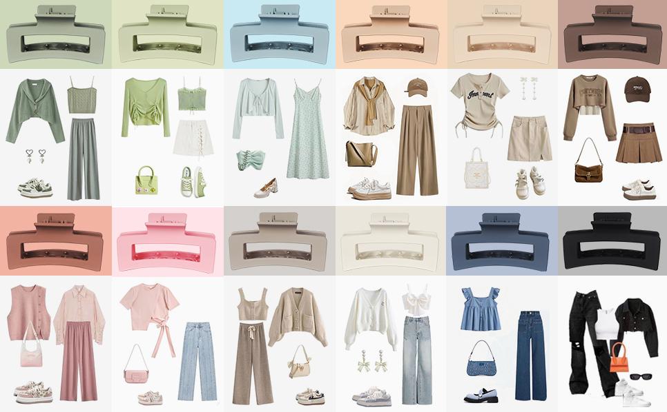 PLL 12 Pack 3.5" Medium Hair Claw Clips for Women Girls Thick Thin Hair, Strong Hold Matte Square Hair Clips