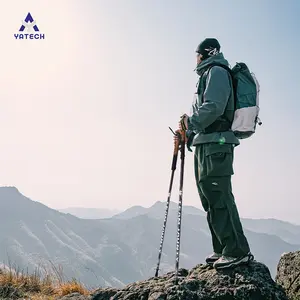 Trekking poles, outdoor Nordic walking and trail running poles, aluminum alloy walking stick set with wooden handles, storage bag, and foot covers (pair).