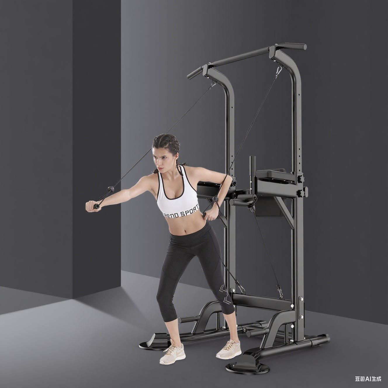 Power Tower Pull Up Bar Dip Station for Home Gym Adjustable Height Strength Training Workout Equipment dealsforyoudays Exercise Machine