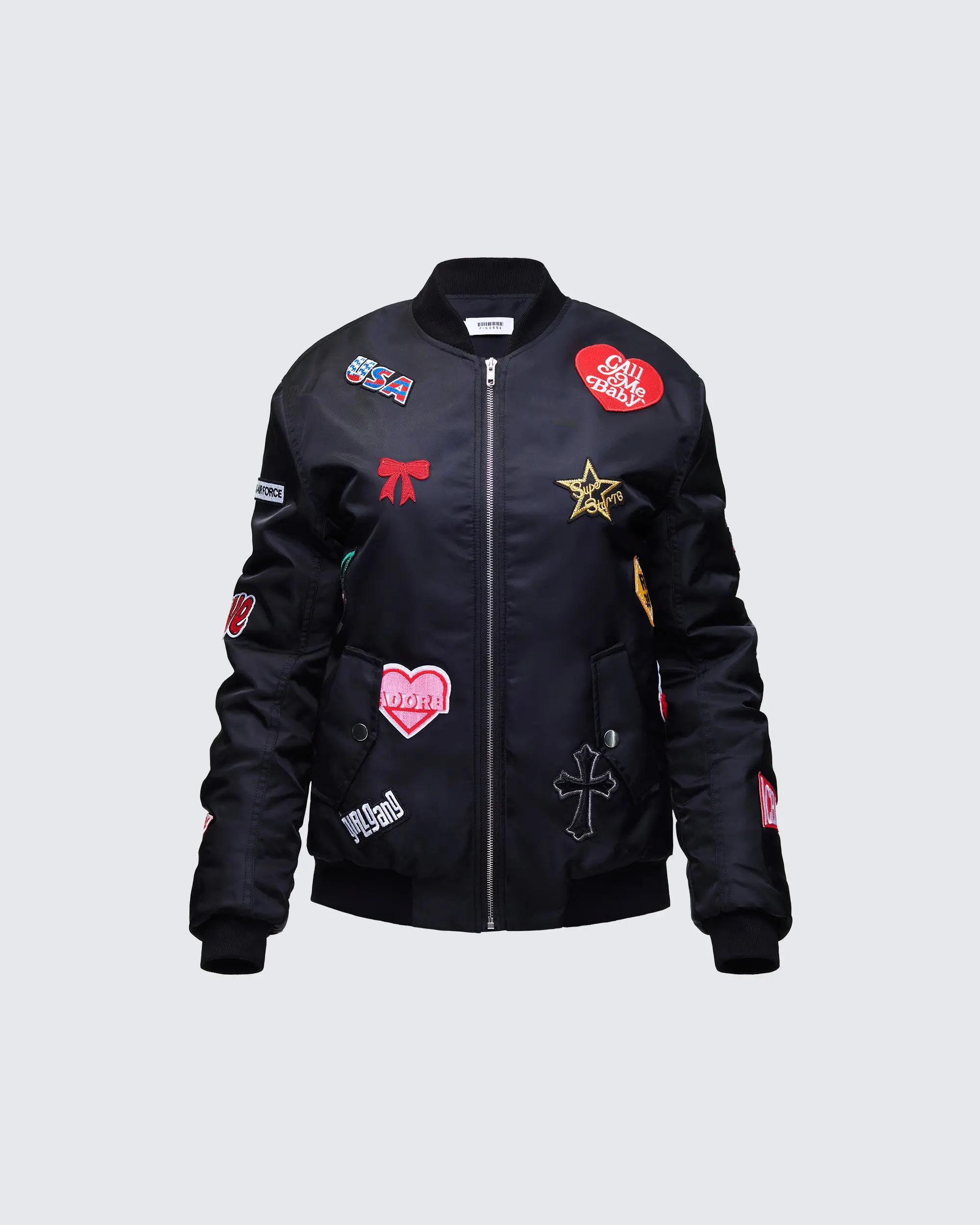 Becky Black Multi Patch Bomber