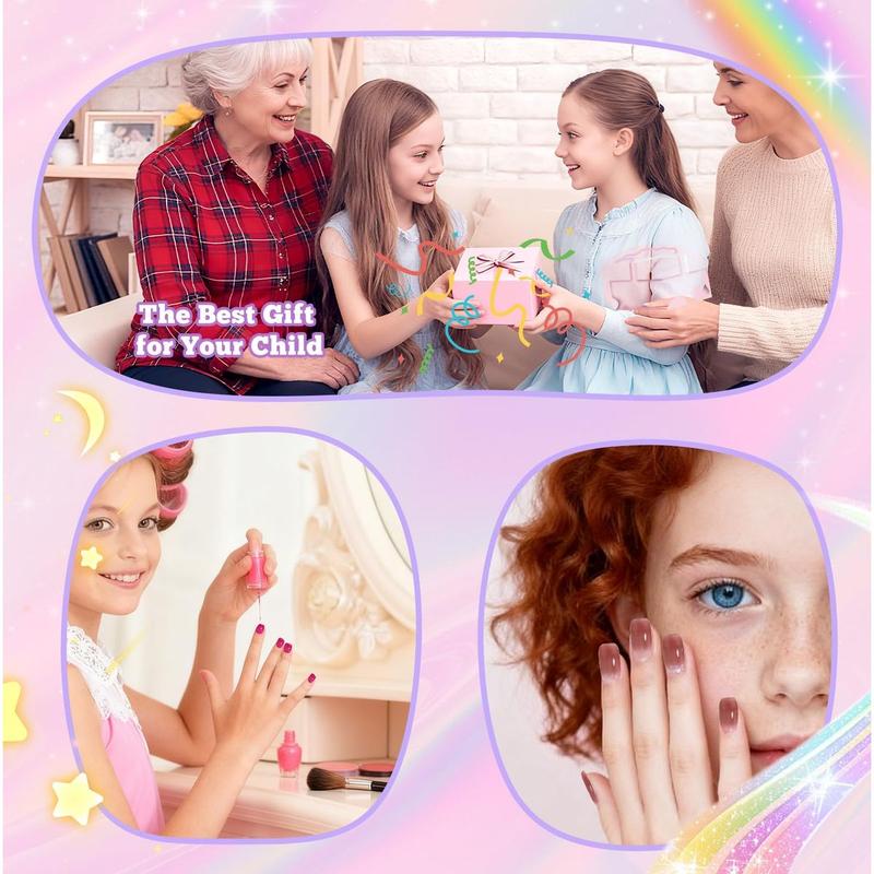 Short Kids Clear False Nails - 240Pcs Press on Nails for Little Girls Full Cover Children Fake Nails Fingernail Decoration 10 Sizes Soft Gel Nail Tips for Kids