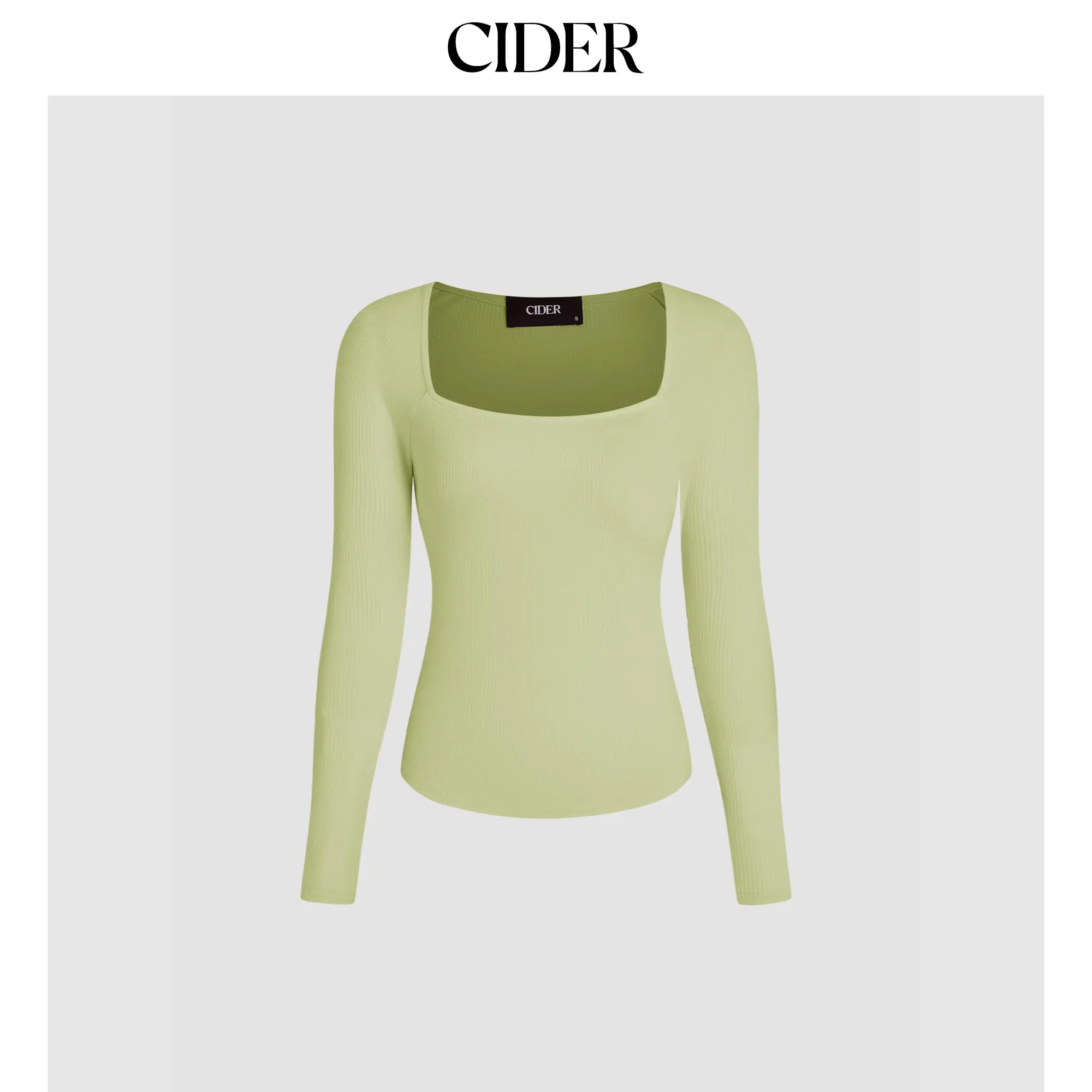 Cider Women's Casual Long-Sleeve Square Neck Solid Top - 6 Colors, Size 2-26, Knit Tee, Longsleeves, Tshirt, Lady, Basic, Clothes, Multi-Size, Plain