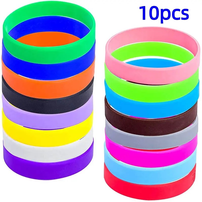 10 Pcs Silicone Wristbands, Stackable Bands, Elastic Sports Rubber Bands for Party Decoration, Solid Color Silicone Bracelets, Event Gift Wristbands, Christmas Gifts, Elastic Bangle, Stacking Bangles, Bracelet Bundle, Gift Bundle Set, Gift Sets