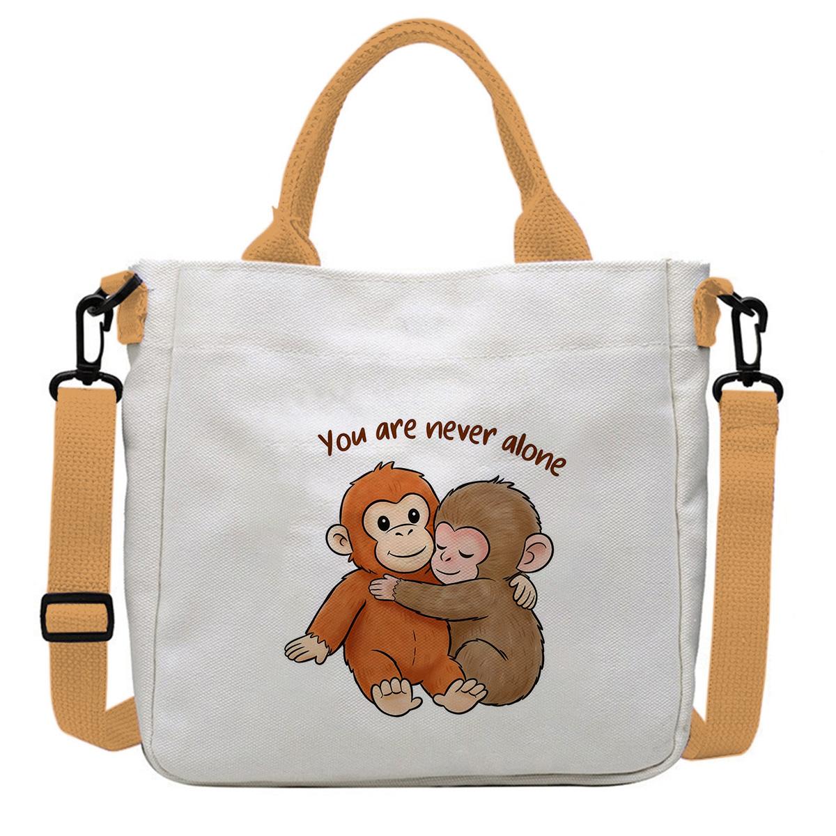 Punch Monkey Canvas Shoulder Bag - Funny "Be Brave" Graphic Crossbody Tote, 9 Inch Daily Work Purse