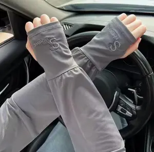 Letter Loose Ice Arm Sleeves Women Sunscreen Elastic Driving Gloves Outdoor UV Protection Arm Cover Sleeves Comfortable