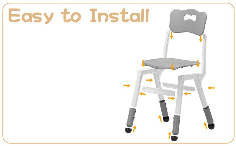 GARVEE Adjustable Toddler Chairs, 3 Height Levels, Plastic Design for Ages 2-8, Available in Grey, Pink, Grayish Blue, and Natural, Perfect for Home, Classroom, Nursery, and Indoor Use (2 Pack)