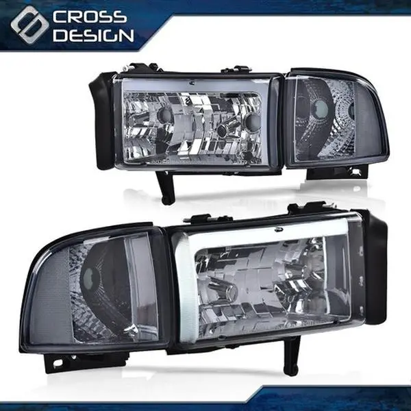 CROSSDESIGN Bolt-On LED Headlight Lamps with Turn Signals - Car Exterior Upgrade, Car Styling Front Light Replacement for 1994-2002 Dodge RAM 1500 2500 3500