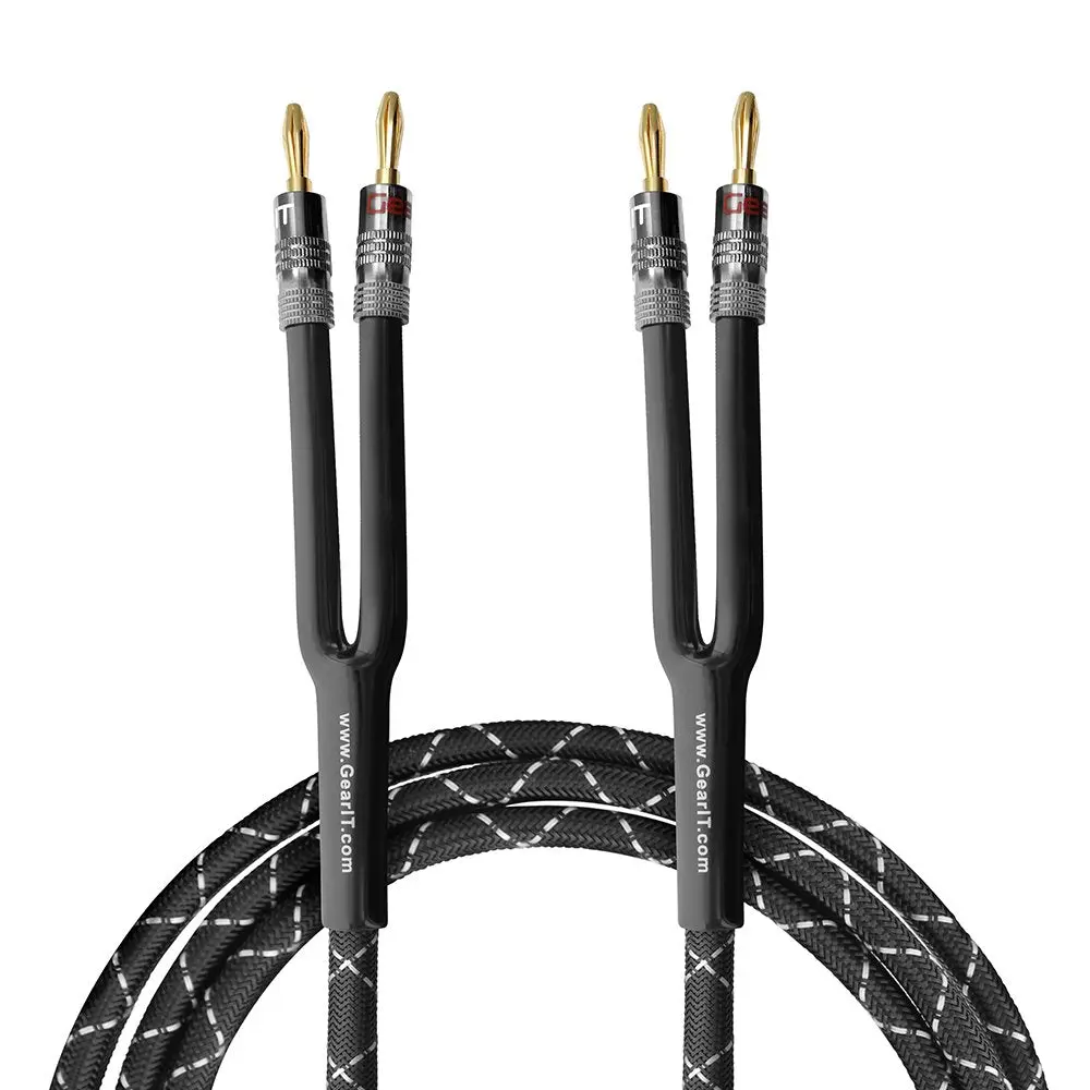 GearIt 12 AWG Pre-Terminated Audio Cable - 1 Cable, Quick-Install PVC Speaker Wire with Color-Coded Banana Plugs, Dual-Conductor Oxygen-Free Pure Copper, Audiophile Equipment Compatible for Add-On Dolby Atmos Speakers