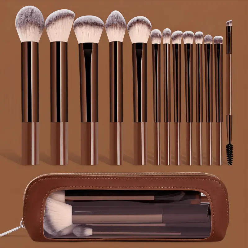 14pcs Professional Makeup Brush Set with Bag, Cosmetic Brush Set, Metal Frame, Eyeshadow, Blush, Foundation Brushes, Ideal for Women & Girls, Brush Kit