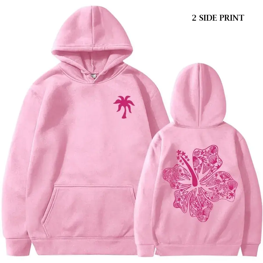 Pink Palm Everything Comes in Waves PRINTED Hoodie, Casual Hoodie for Men & Women, Graphic Hoodie, Unisex Pullover Hoodie