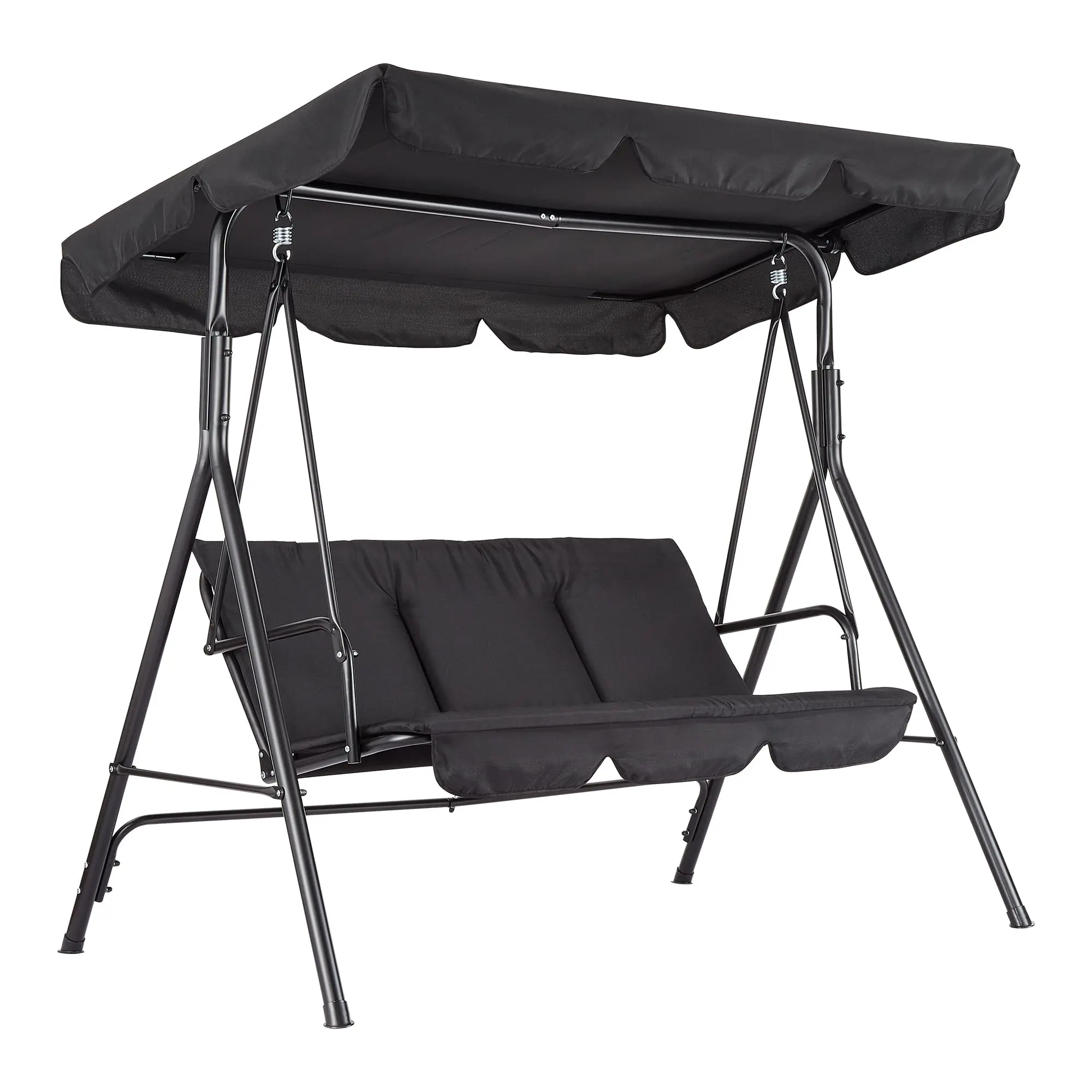 3-Seat Outdoor Swing Chair - Heavy-Duty Steel Frame with Adjustable Canopy, Thick Waterproof Cushions, Weather-Resistant Patio Glider Bench for Backyard, Porch, Lawn, Garden