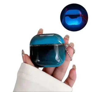 ROTUNOE Glow-in-the-Dark Quicksand Earbuds Case Cover Compatible with AirPods Pro 3 Pro 2 Pro AirPods 4/3/2/1 , Shockproof Silicone Case Floating Glitter, Anti-Scratch, Lightweight, Charging Case Protector