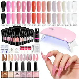Professional Poly Nail Gel Extension Kit with 48W UV Lamp, 100Pcs Nail Extension Tips, Nail Strengthener Builder Gel, Soak-Off UV Gel, Complete Salon Manicure Set, Easy to Use for Beginners, Ideal Gift for Women & Manicure Enthusiasts