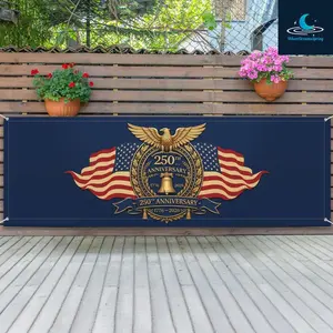USA 250th Anniversary Banner 1776-2026, Patriotic Eagle Flag Banner, American Independence Celebration Decor, Outdoor Fence Yard Banner