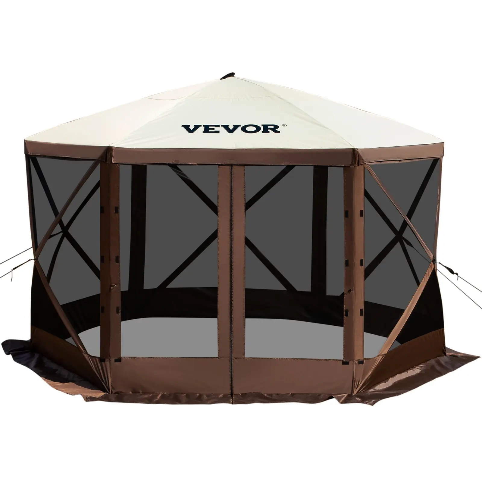 【summerfinds】VEVOR Camping Gazebo Screen Tent, Two Version, 6 Sided Pop-up Canopy Shelter Tent with Mesh Windows, Portable Carry Bag, Stakes, Large Shade Tents for Outdoor Camping, Lawn and Backyard,summerwins