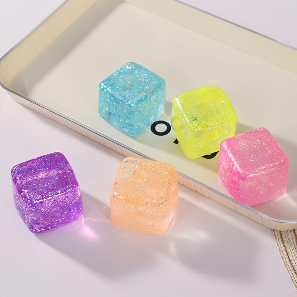 Ice Cube Squishy Toy| Large 5cm Glitter Ice Cube Squishy| Colorful Stress Relief Sensory Fidget| Soft & Relaxing Squish