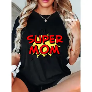 100% Cotton Cartoon Super mom Superhero Mom funny Super Mom T-Shirt