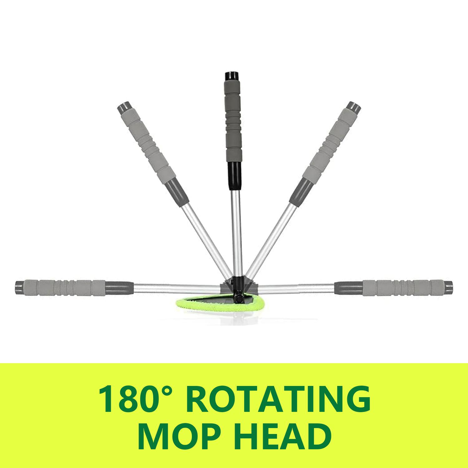 Windshield Cleaning Tool, Microfiber Car Window Cleaning Tool with 4 Reusable,Washable Microfiber Pads,Extendable Handle,Auto Interior Exterior Glass Wiper Car Glass Cleaner Kit,Car Cleaning Supplies