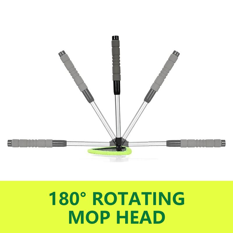 Windshield Cleaning Tool, Microfiber Car Window Cleaning Tool with 4 Reusable,Washable Microfiber Pads,Extendable Handle,Auto Interior Exterior Glass Wiper Car Glass Cleaner Kit,Car Cleaning Supplies