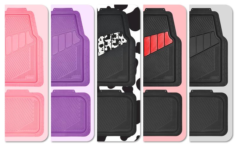 CAR PASS 4pcs Heavy Duty Rubber Floor Mats Pink 4-Piece Car Mat Set Universal Waterproof for SUV Truck Durable All-Weather Mats for Car Women Girly CAR PASS 4pcs Heavy Duty Rubber Floor Mats Pink 4-Piece Car Mat Set Universal Waterproof for SUV Truck Durable All-Weather Mats for Car Women Girly