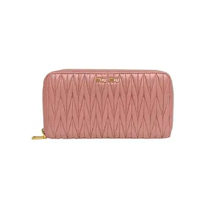 Pre-owned miumiu denim fabric Tote Bags Pink leather S size long wallet