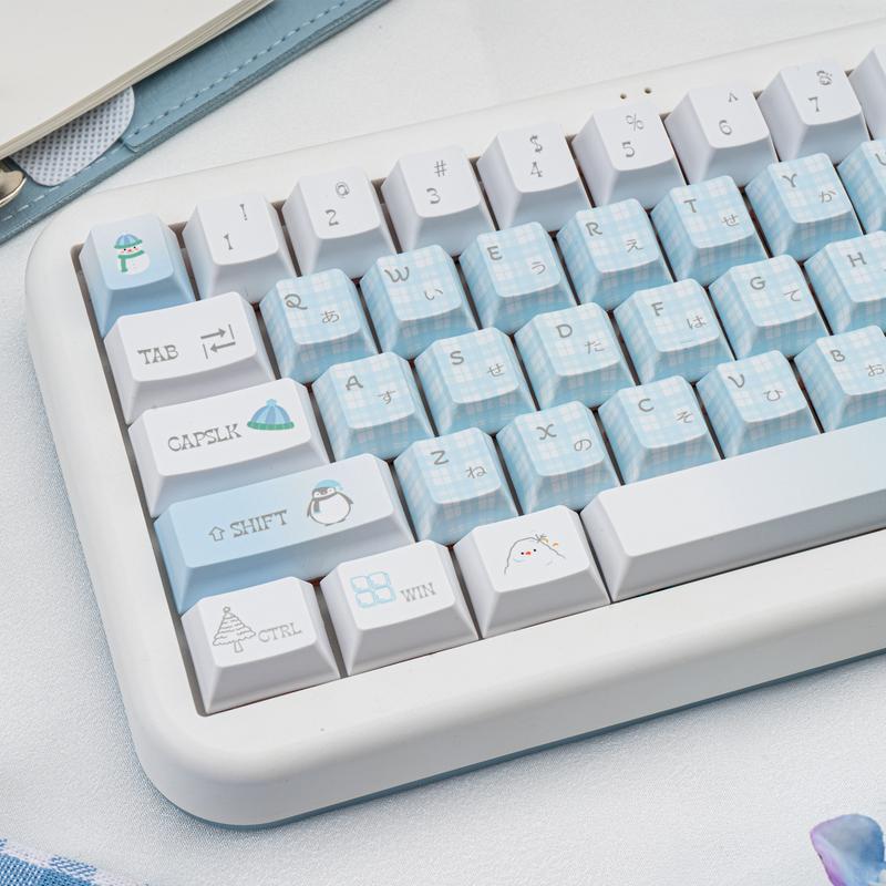 Ergonomic keycaps COOMICKEY Creamy Keycaps Set 145 Keys PBT Dye Sublimation Snowman Shape Blue Custom Keycap for 61/64/87/104/108 Cherry MX Switches ISO ANSI Layout Mechanical & Gaming Keyboard