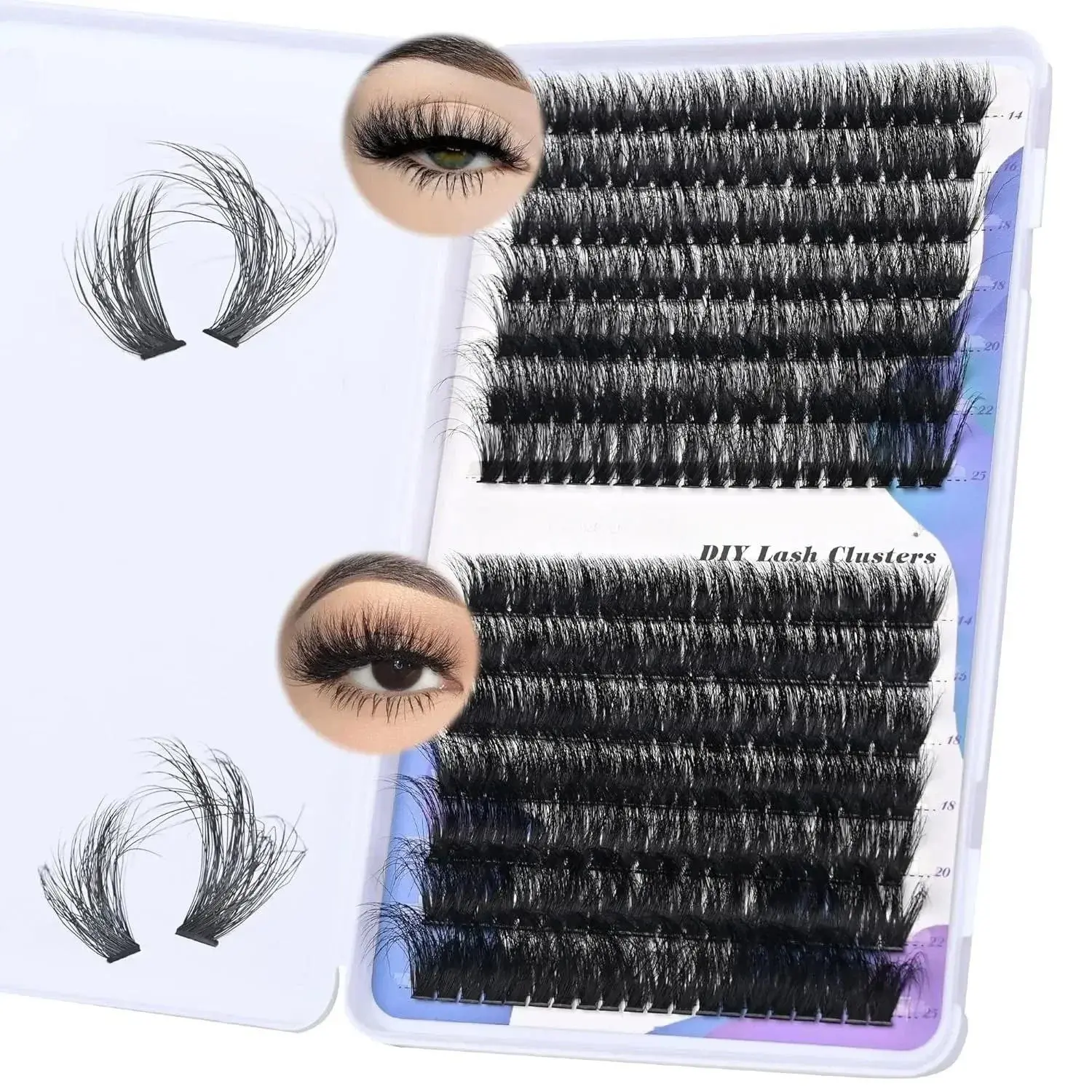 Lash Cluster Eyelash Extensions 14-25mm Thick Lash Clusters 60D+80D D Curl Wispy Individual Lashes 280pcs False Eyelashes DIY Plant Fibers Lash Extension, by