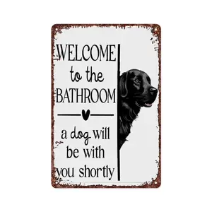 Welcome To The Bedroom A Dog Will Be With You Shortly Vintage Metal Aluminum Tin Signs Posters Funny Dog Wall Art Humorous Bathroom Decor For Restroom Toilet Bedroom Wall Decoration 8x12 Inches