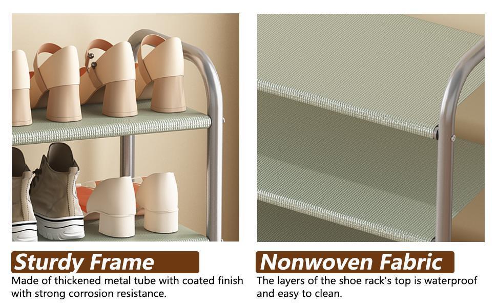 SUOERNUO Adjustable Shoe Rack - 2-5 Tier Steel Organizer! Holds 8-20 pairs of shoes, boots, or sneakers. Non-slip, tool-free assembly, space-saving for small spaces. Durable & easy to clean—perfect for homes, dorms, or offices