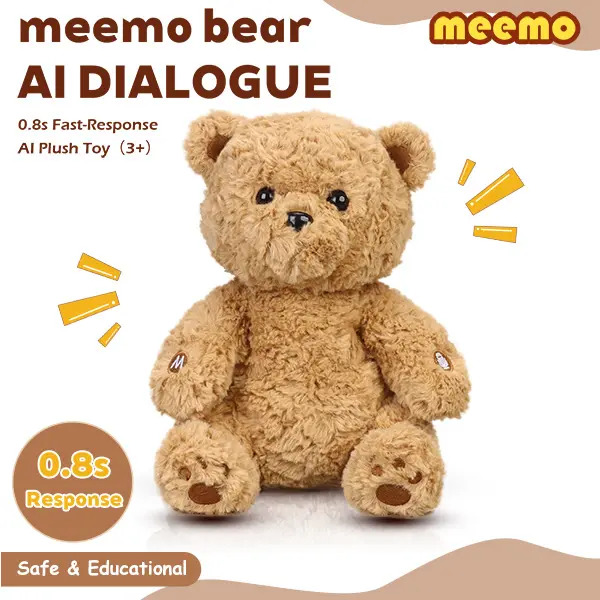 Meemo Bear :AI Companion for Kids|Talking Plush Companion for Kids| Screen-Free Storytelling Toy| No Monthly Subscription|Ages 3+| Soft Huggable